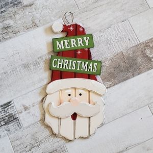 Retro Inspired Vintage Merry Christmas Wood Santa Sign